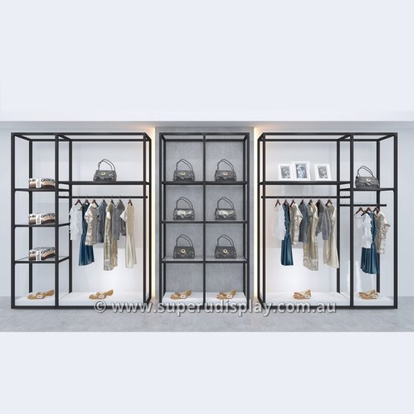 Modern Boutique Clothing Display Racks Custom Made Shop Fittings for